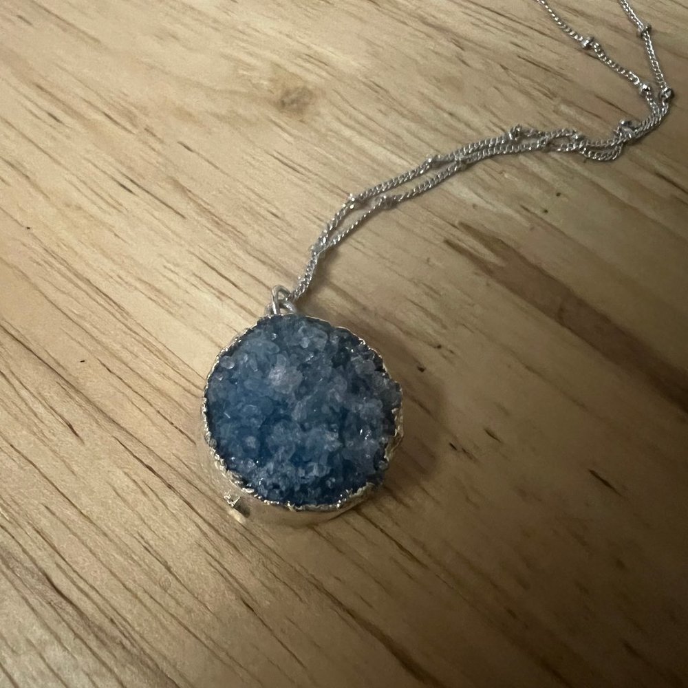 Blue Druzy stone necklace